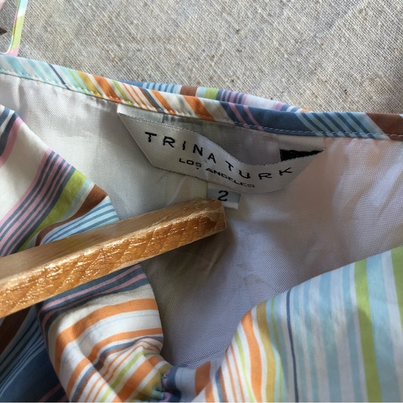 Trina Turk Vintage Y2K Pastel Striped spaghetti strap mini dress - Picture 5 of 9